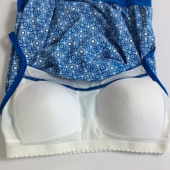 Lands' End Blue And White Blouson Tummy Hiding Tankini Top Sz 4 NWOT - Picture 8 of 11
